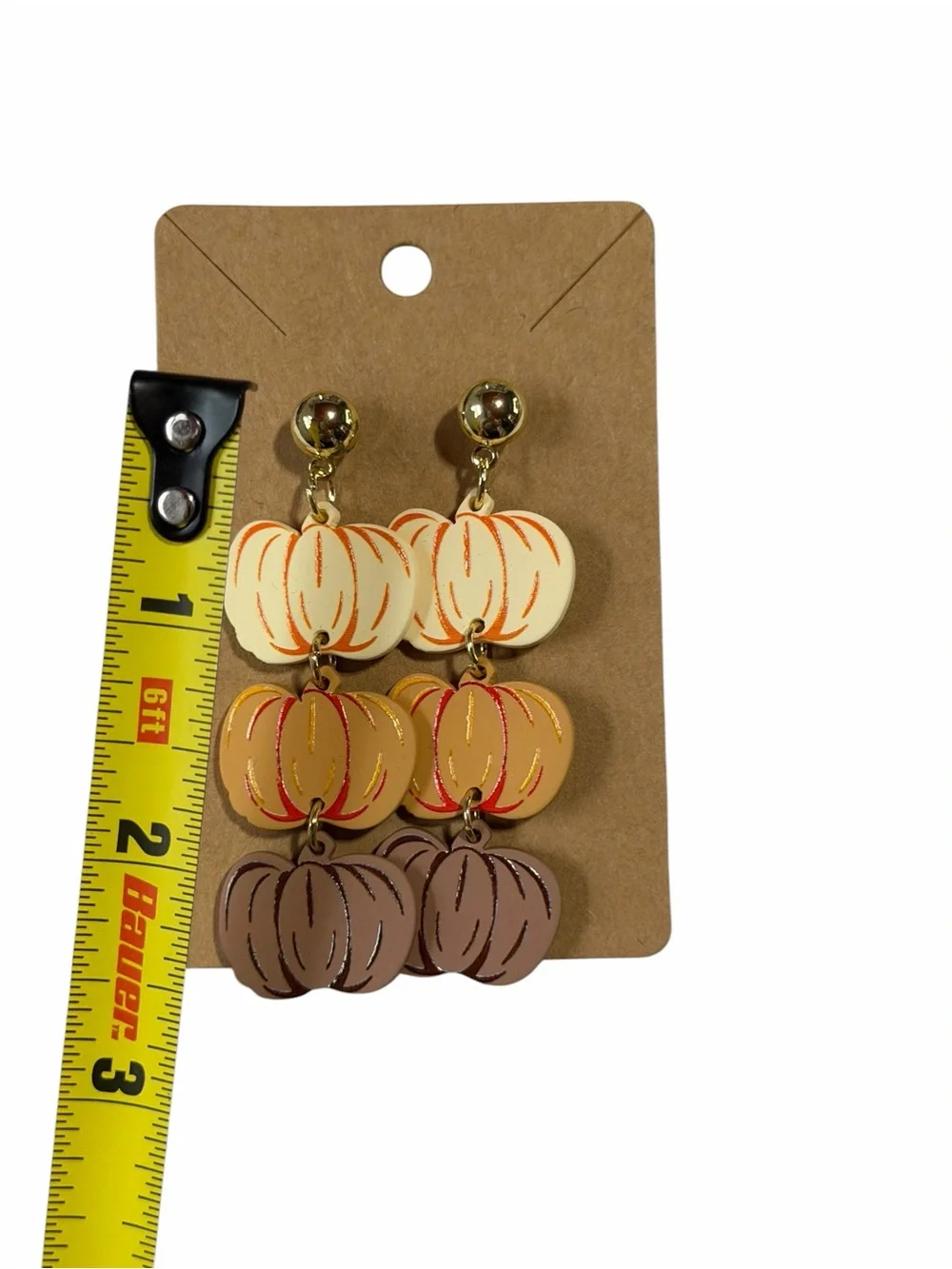 Autumn Pumpkin Dangle Earrings - Cream, Tan & Brown